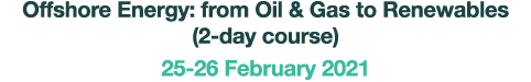 Offshore Energy: from Oil & Gas to Renewables (2-day course) 25-26 February 2021 