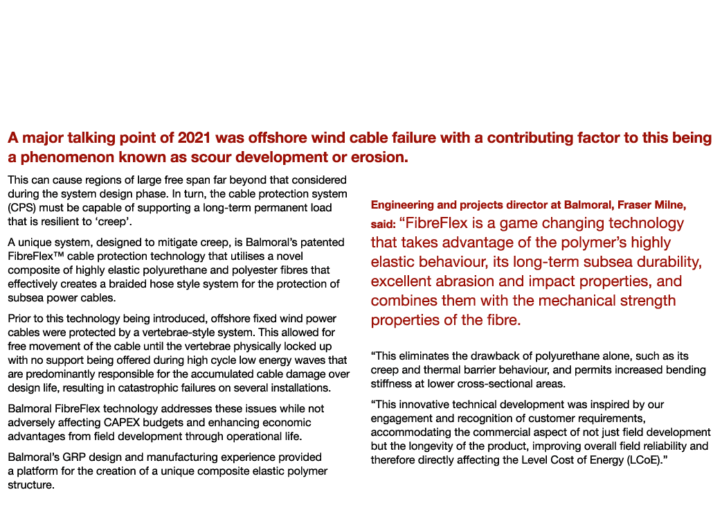 Balmoral Successfully Mitigates  Creep  and Cable Failure in Offshore Wind Installations A major talking point of 202   