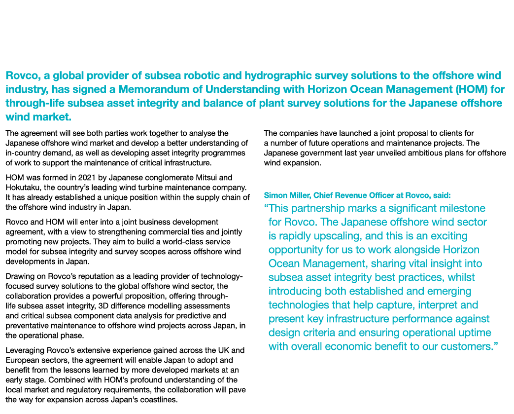 Rovco Ramps Up Activity in Asia to Support Japanese Offshore Wind Market Rovco, a global provider of subsea robotic a...