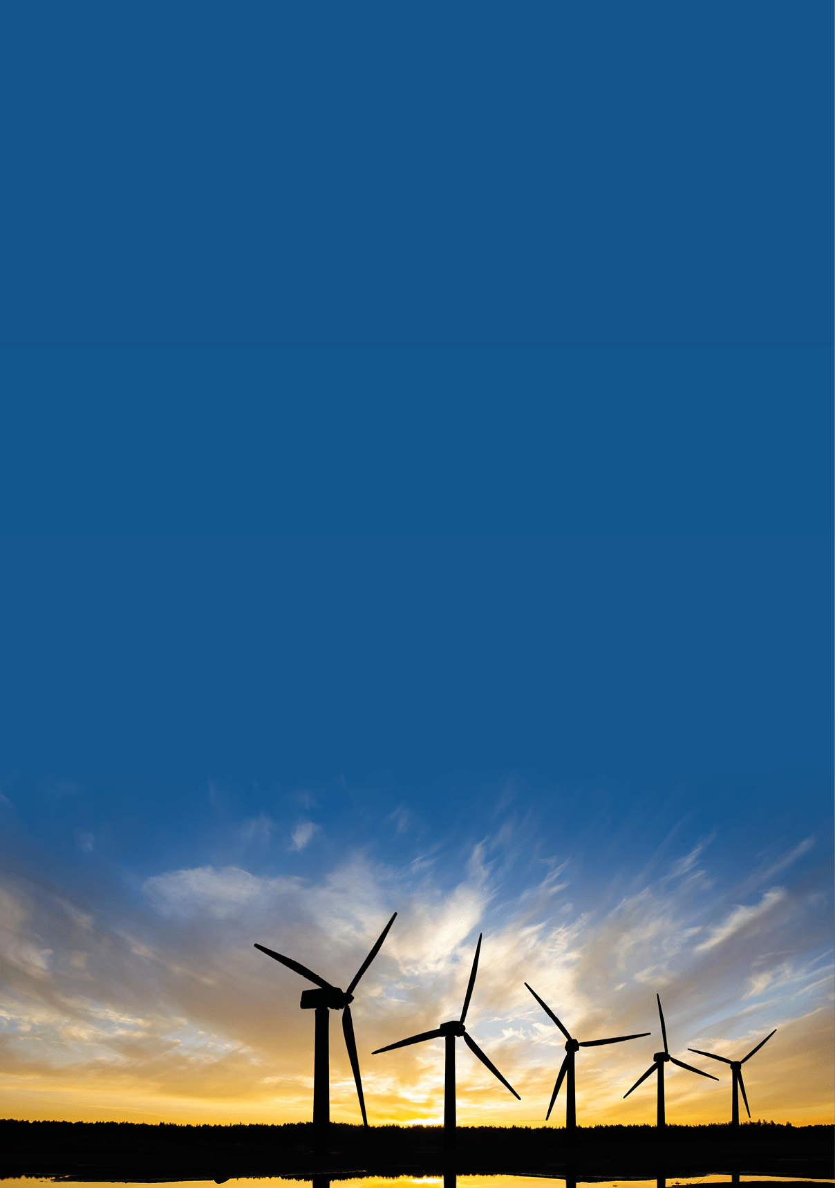 Windmills in water. Wind farm next to river. Windmills before sunset. Green energy. Windmills in evening sky. Green methods for generating electricity. Offshore wind generators. Clean energy