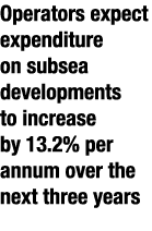 Operators expect expenditure on subsea developments to increase by 13.2% per annum over the next three years