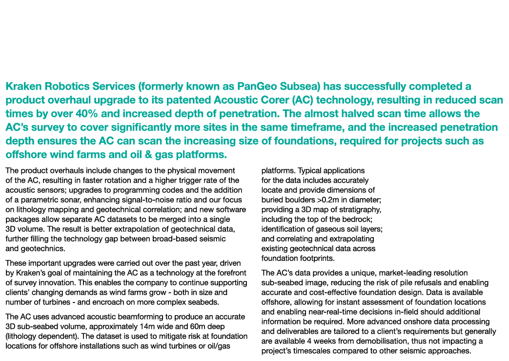 Kraken Robotics Completes Major Acoustic Corer™ Upgrades, Reducing Scan Times, Expanding Survey Coverage and Increasi...