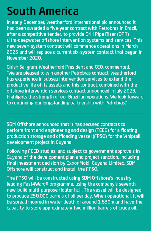 South America In early December, Weatherford International plc announced it had been awarded a five-year contract wit...
