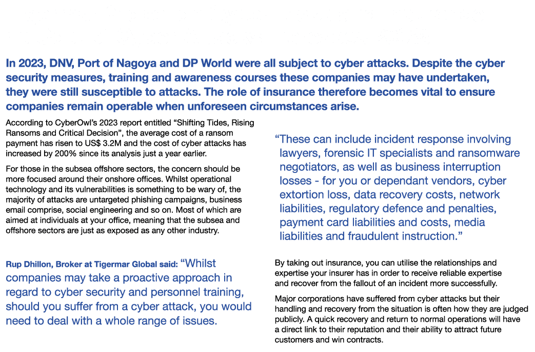 Tigermar Global on Cyber Risks and Insurance as Cost of Cyber Attacks Increases 200% In 2023, DNV, Port of Nagoya and...