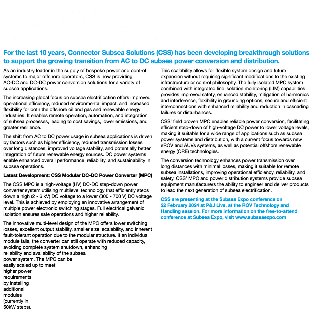 Connector Subsea Solutions Making Waves in Subsea Electrification with New Modular AC-DC Power Converter For the last...