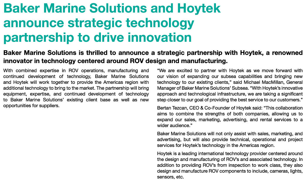 Baker Marine Solutions and Hoytek announce strategic technology partnership to drive innovation Baker Marine Solution...