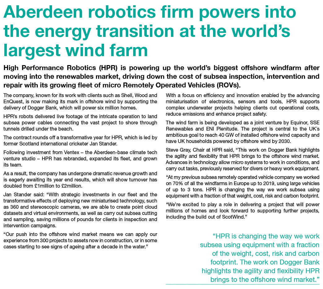 Aberdeen robotics firm powers into the energy transition at the world’s largest wind farm High Performance Robotics (...