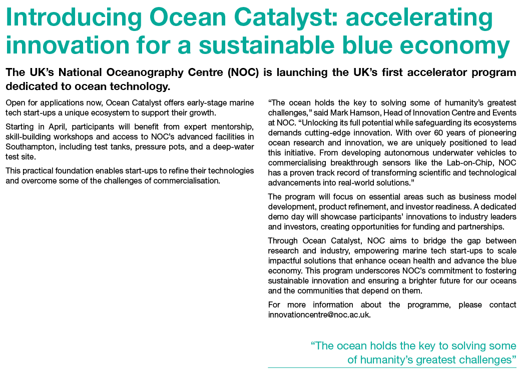 Introducing Ocean Catalyst: accelerating innovation for a sustainable blue economy The UK’s National Oceanography Cen...