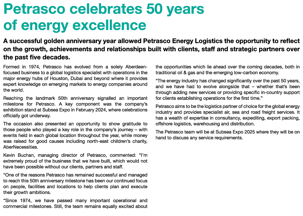 Petrasco celebrates 50 years of energy excellence A successful golden anniversary year allowed Petrasco Energy Logist...