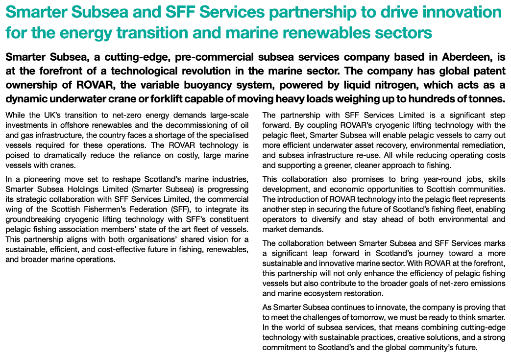 Smarter Subsea and SFF Services partnership to drive innovation for the energy transition and marine renewables secto...