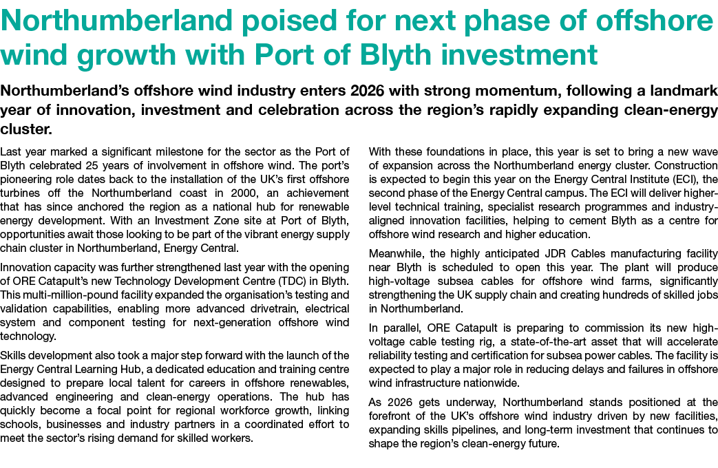 Northumberland poised for next phase of offshore wind growth with Port of Blyth investment Northumberland’s offshore ...