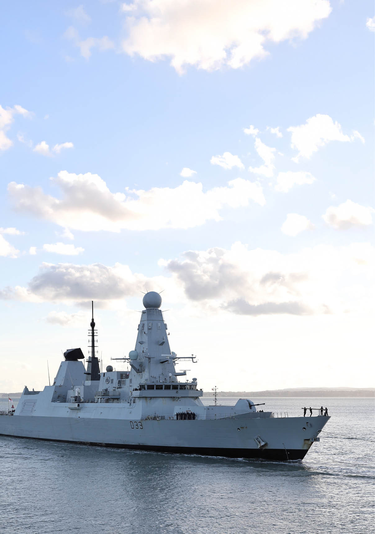 PORTSMOUTH, UK – NOV 20TH 2024: The Royal Navy destroyer HMS DAUNTLESS returning to the Naval Base