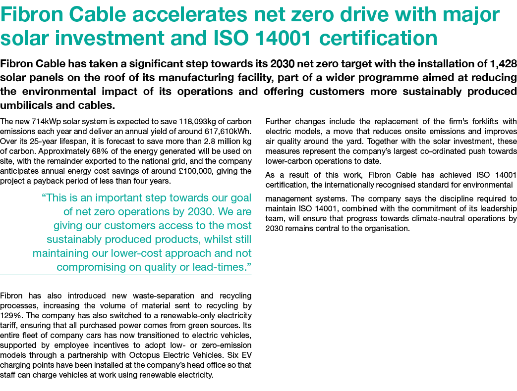 Fibron Cable accelerates net zero drive with major solar investment and ISO 14001 certification Fibron Cable has take...