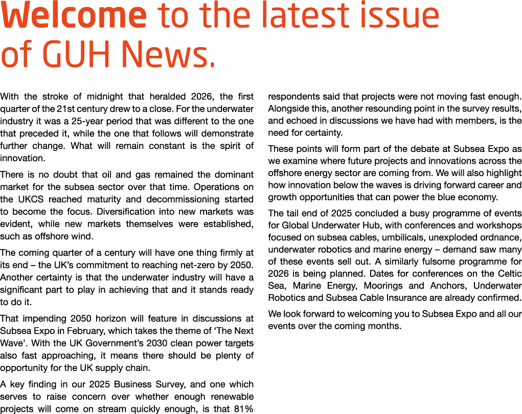 Welcome to the latest issue of GUH News. With the stroke of midnight that heralded 2026, the first quarter of the 21s...