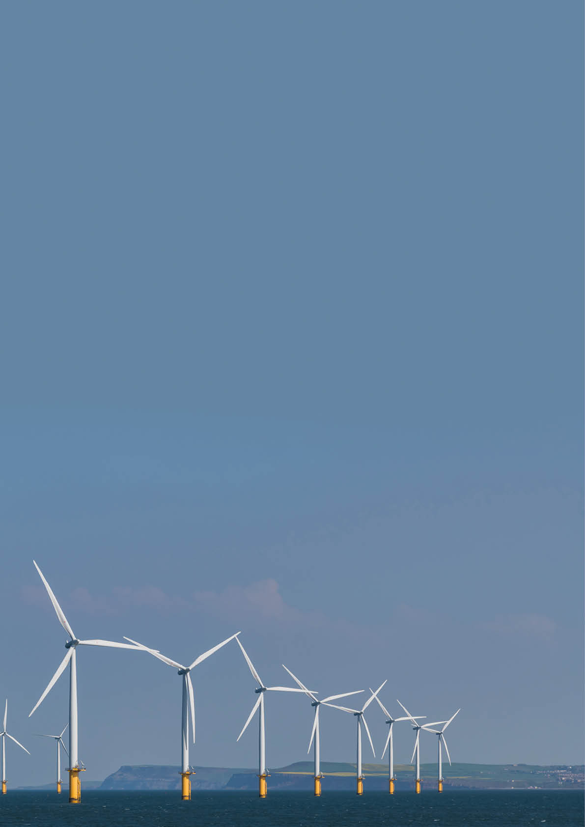 Wind farm in the North sea on the coast of United Kingdom 