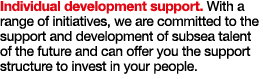 Individual development support  With a range of initiatives, we are committed to the support and development of subse   