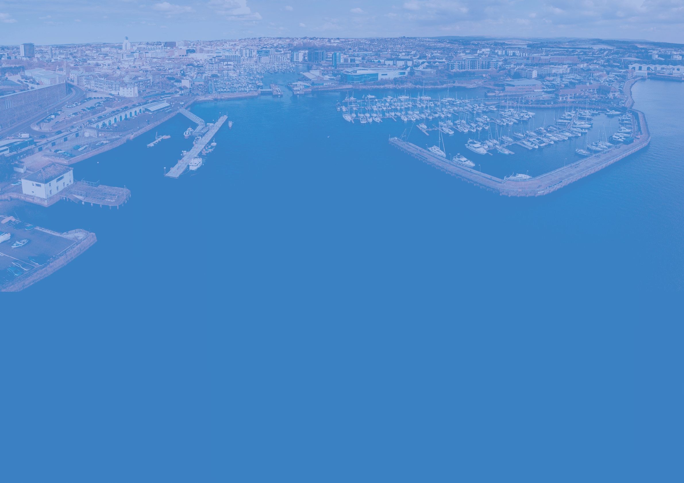 Aerial photograph of Plymouth Barbican and Plymouth Hoe 