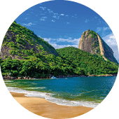 Mountain Sugarloaf and Red beach in Rio de Janeiro, Brazil  Sugarloaf is one of the main landmark of Rio de Janeiro  Cityscape of Rio de Jane