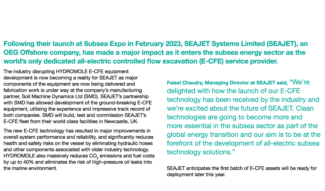 SEAJET’s All electric CFE Technology Reaches Development Milestone Following their launch at Subsea Expo in February ...