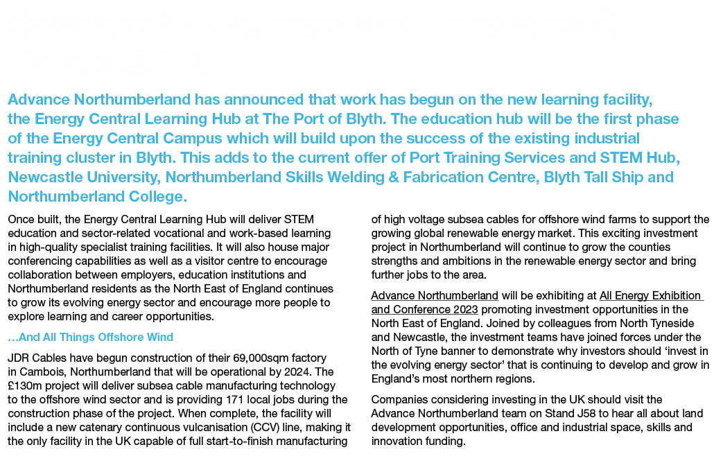 Advance Northumberland Embraces All Things STEM... Advance Northumberland has announced that work has begun on the ne...