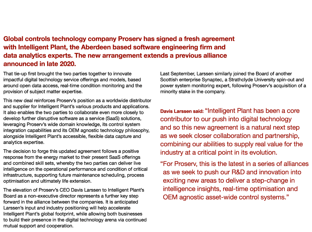 Proserv and Intelligent Plant Pen New Agreement to Underpin Alliance Global controls technology company Proserv has s...
