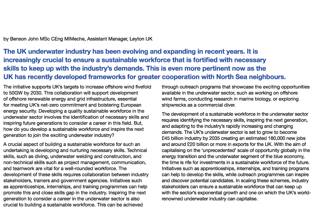 The Rising Generation: Charting a Course for Future Underwater Professionals by Benson John MSc CEng MIMeche, Assista...