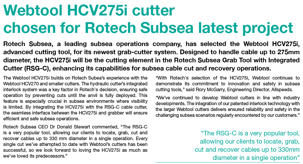Webtool HCV275i cutter chosen for Rotech Subsea latest project Rotech Subsea, a leading subsea operations company, ha...