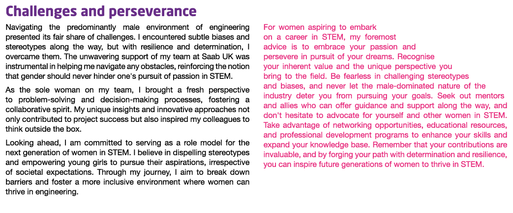 Challenges and perseverance Navigating the predominantly male environment of engineering presented its fair share of ...