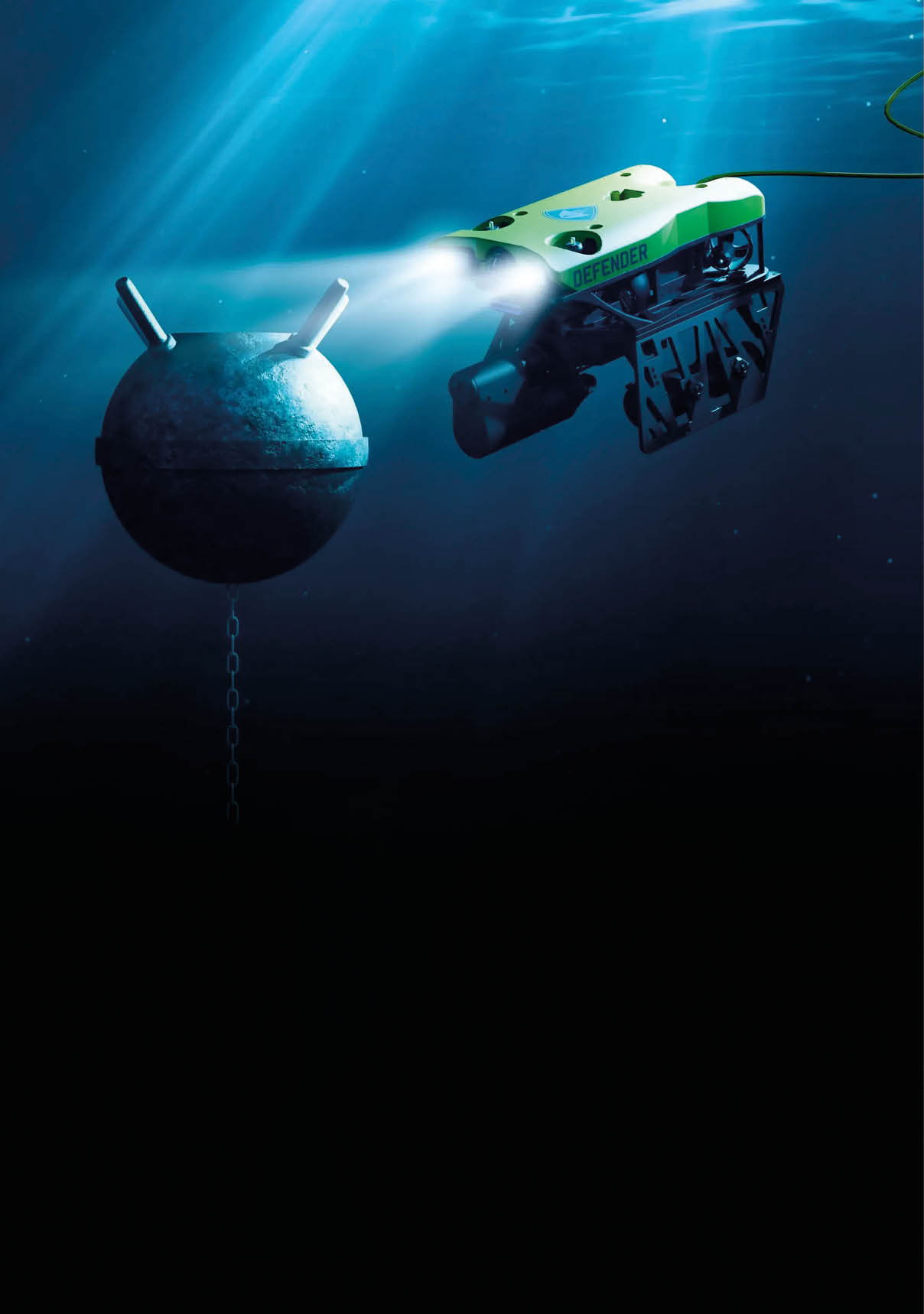 A yellow submarine with a red light on top of it. Description generated by AI