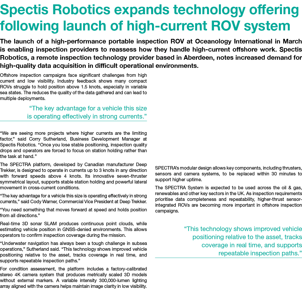 Spectis Robotics expands technology offering following launch of high current ROV system The launch of a high perform...