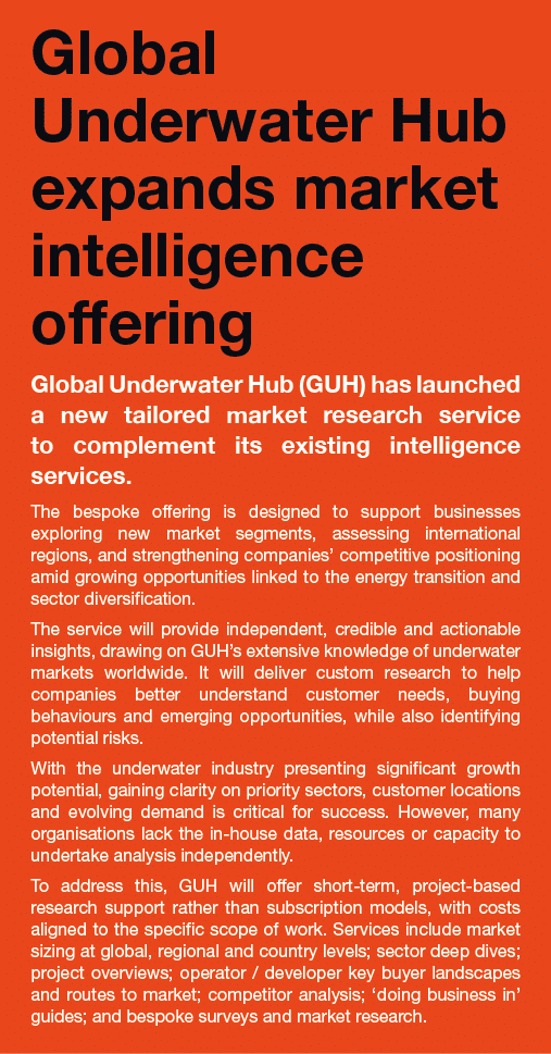 Global Underwater Hub expands market intelligence offering Global Underwater Hub (GUH) has launched a new tailored ma...