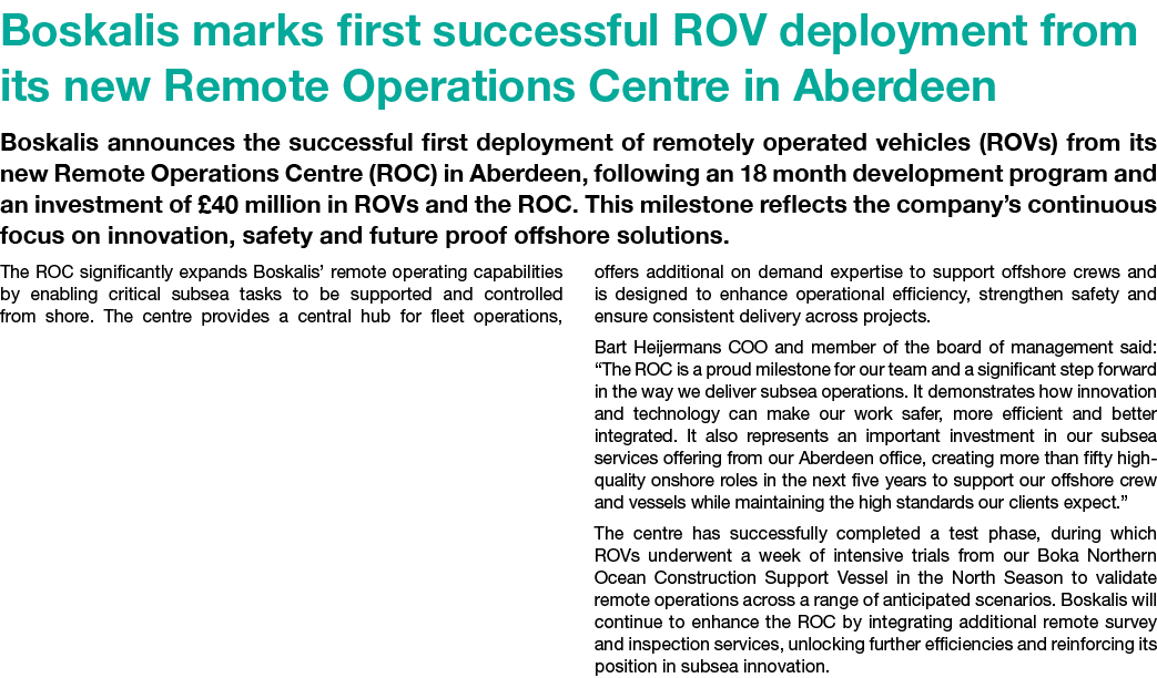 Boskalis marks first successful ROV deployment from its new Remote Operations Centre in Aberdeen Boskalis announces t...