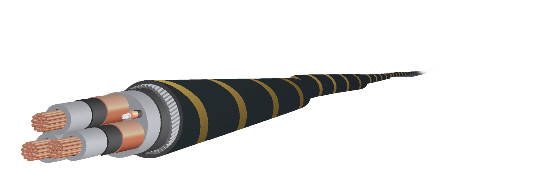 A long black and yellow cable. Description generated by AI