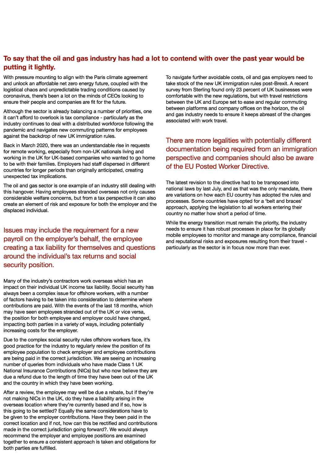 Fit for the Future  It s Time the Oil and Gas Industry had a Tax Health Check By Jane O Berg, Johnston Carmichael s d   