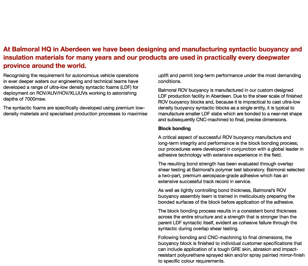 Balmoral ROV Buoyancy Featuring Aerospace Bonding Won t Let You Down by Gregg Stewart, Technical Manager At Balmoral    