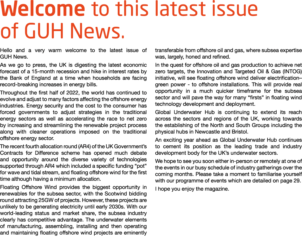 Welcome to this latest issue of GUH News  Hello and a very warm welcome to the latest issue of GUH News  As we go to    