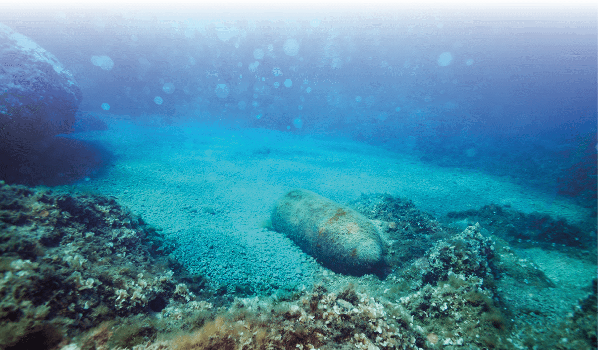 Photo of bomb rusty wreck laying in the sea bed in Croatia