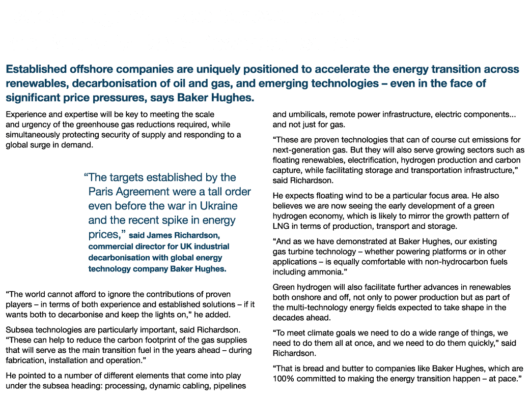 Baker Hughes: Experienced Hands are Ready to Drive Decarbonisation Established offshore companies are uniquely positi   