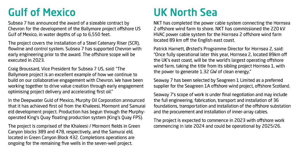 Gulf of Mexico Subsea 7 has announced the award of a sizeable contract by Chevron for the development of the Ballymor   