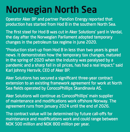 Norwegian North Sea Operator Aker BP and partner Pandion Energy reported that production has started from Hod B in th   