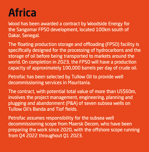 Africa Wood has been awarded a contract by Woodside Energy for the Sangomar FPSO development, located 100km south of    