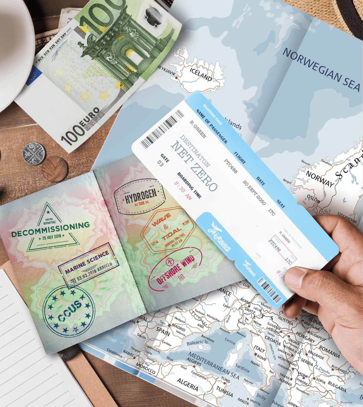 Passport in hand man on Thailand map background and vintage tone, concept prepare to travel