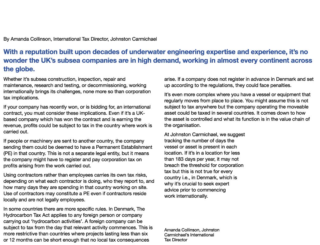 International Expansion: Corporation Tax Considerations By Amanda Collinson, International Tax Director, Johnston Car...