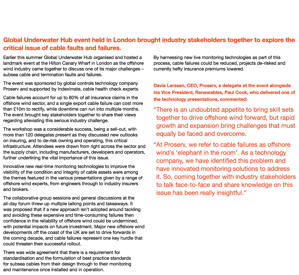 Subsea Cable Insurance Workshop Pinpoints Key Challenge for Offshore Wind Global Underwater Hub event held in London ...