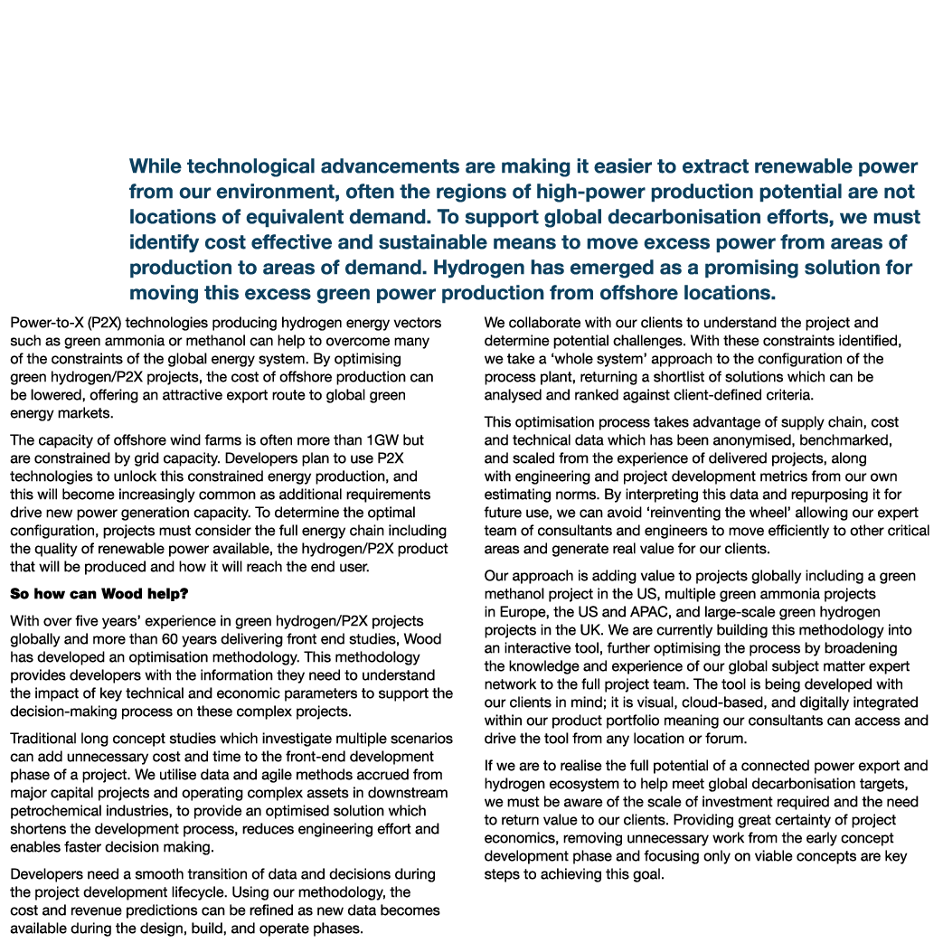 Fast Track Offshore Power to X Project Concept Development Martin Banks, Director of Hydrogen & Power to X, Wood Whil...