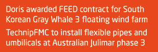 Doris awarded FEED contract for South Korean Gray Whale 3 floating wind farm TechnipFMC to install flexible pipes and...