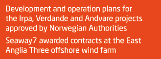 Development and operation plans for the Irpa, Verdande and Andvare projects approved by Norwegian Authorities Seaway7...