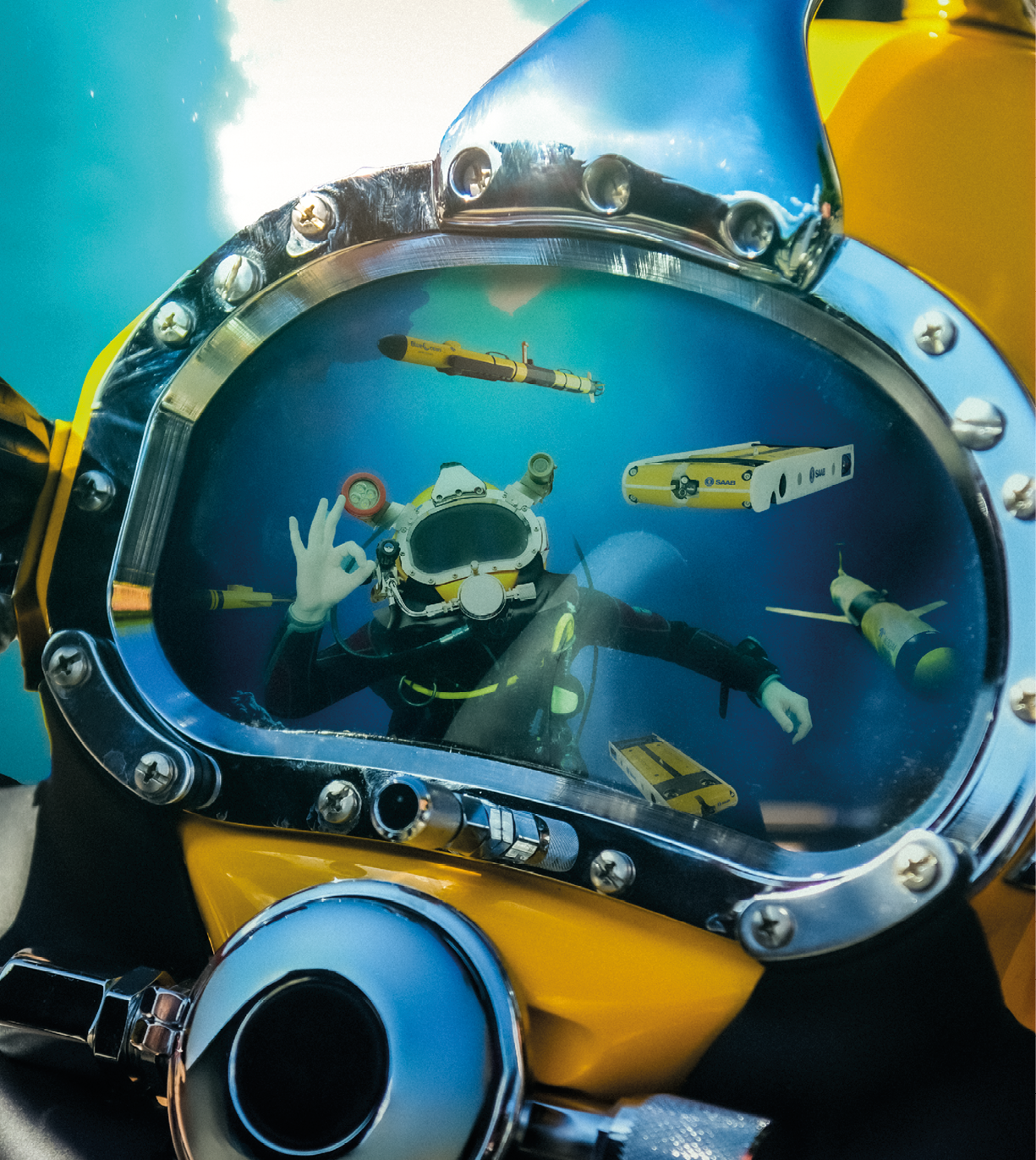 Underwater photo art for your interior design. Sunlight rays in the blue sea.
