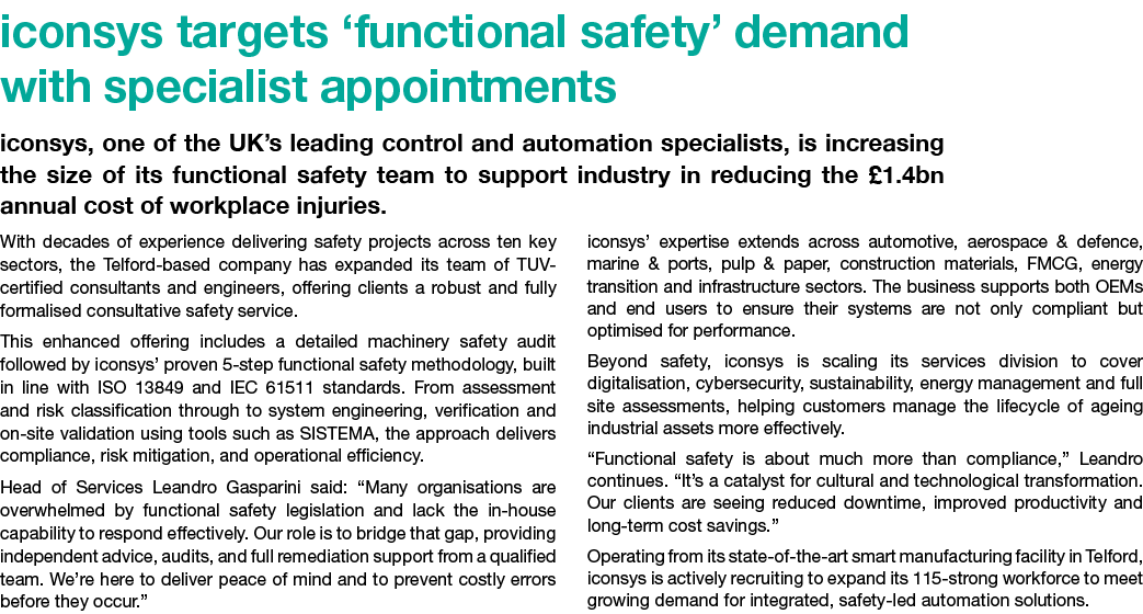 iconsys targets ‘functional safety’ demand with specialist appointments iconsys, one of the UK’s leading control and ...
