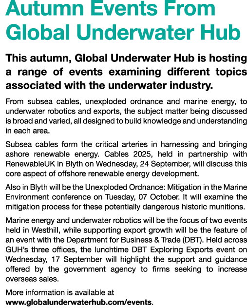 Autumn Events From Global Underwater Hub This autumn, Global Underwater Hub is hosting a range of events examining di...